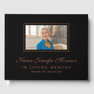 Libro De Visitas Elegant Script Black Photo In Loving Memory
