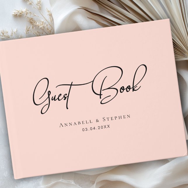 Libro De Visitas Elegant Script Font Blush Pink Wedding  (Elegant Script Font Blush Pink Wedding Custom Guest Book)