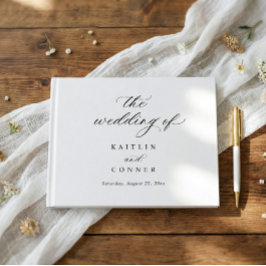 Libro De Visitas Elegant Simple Old Money Black and White Wedding