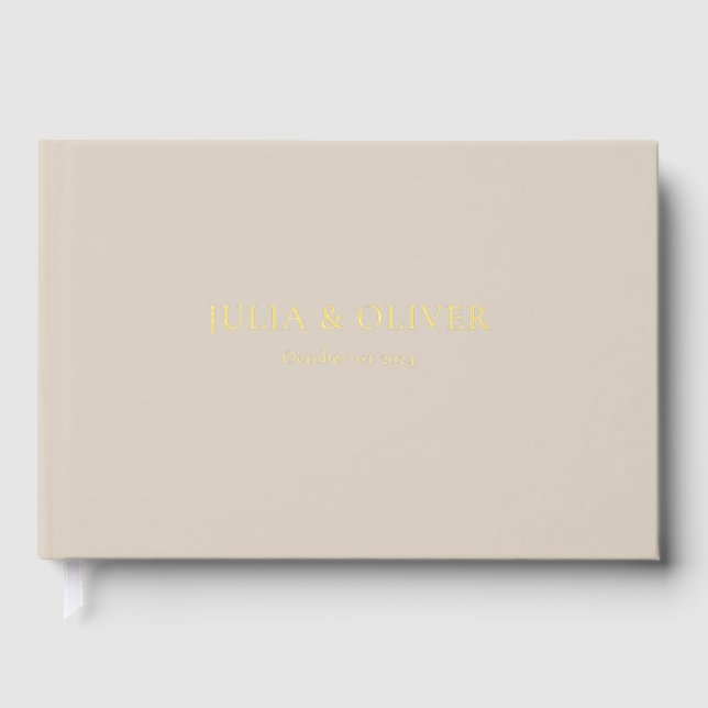 Libro De Visitas Elegant Simple Wedding | Linen Foil Design (Anverso)