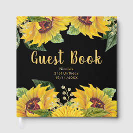 Libro De Visitas Elegant Sunflowers and Foliage Birthday Party