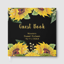 Libro De Visitas Elegant Sunflowers and Foliage Sweet Sixteen