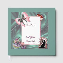 Libro De Visitas Elegant Teal & Blush Floral Wedding Guestbook