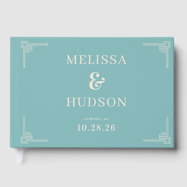 Libro De Visitas Elegant Teal Geometric (Anverso)