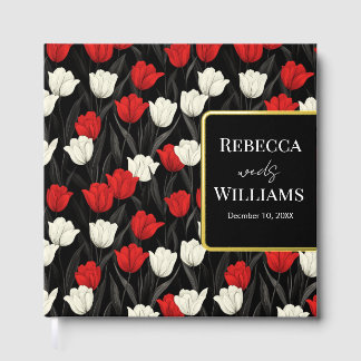 Libro De Visitas Elegant Tulip Flower Retro Wedding Guest Book