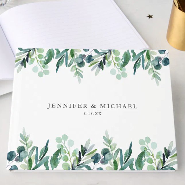Libro De Visitas Elegant Watercolor Botanical Greenery Wedding (Subido por el creador)