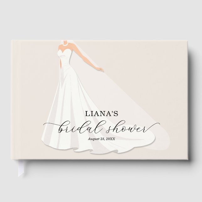 Libro De Visitas Elegant Wedding Dress Bridal Shower Guest Book (Anverso)
