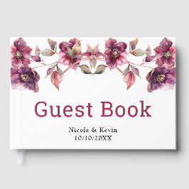 Libro De Visitas Elegant Winter Hellebore Floral Burgundy Wedding