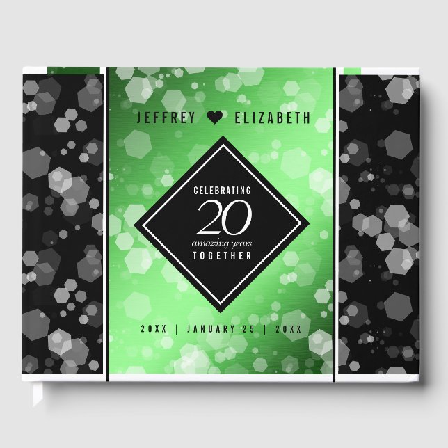 Libro De Visitas Elegante 20° Aniversario del Boda Esmeralda (Anverso)