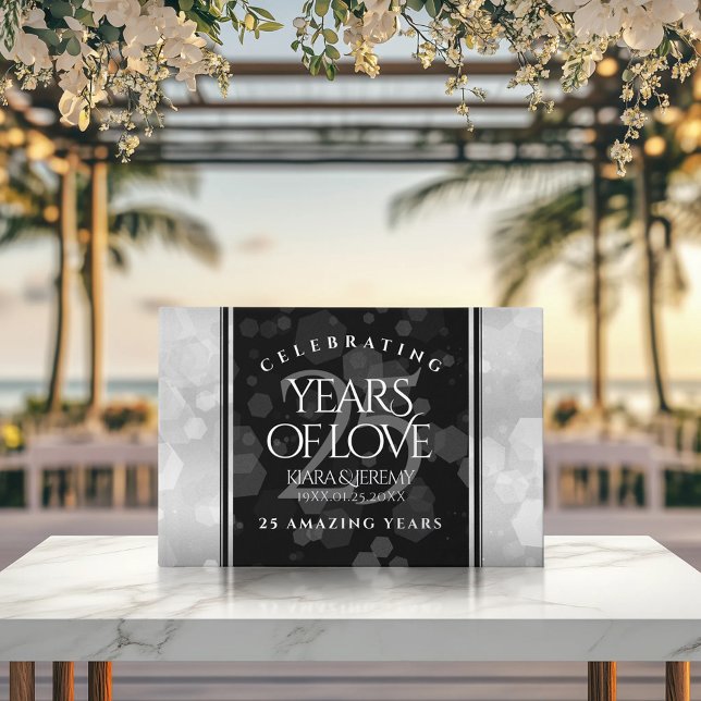 Libro De Visitas Elegante 25° aniversario Boda de Plata (25th Silver Wedding Anniversary 9"x6" Foil Guest Book Cover Photo)