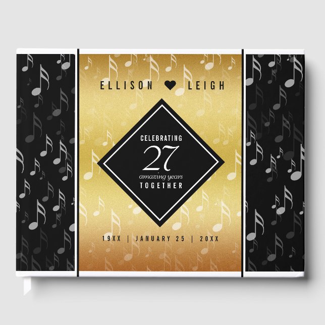 Libro De Visitas Elegante 27º Aniversario del Boda de Música (Anverso)