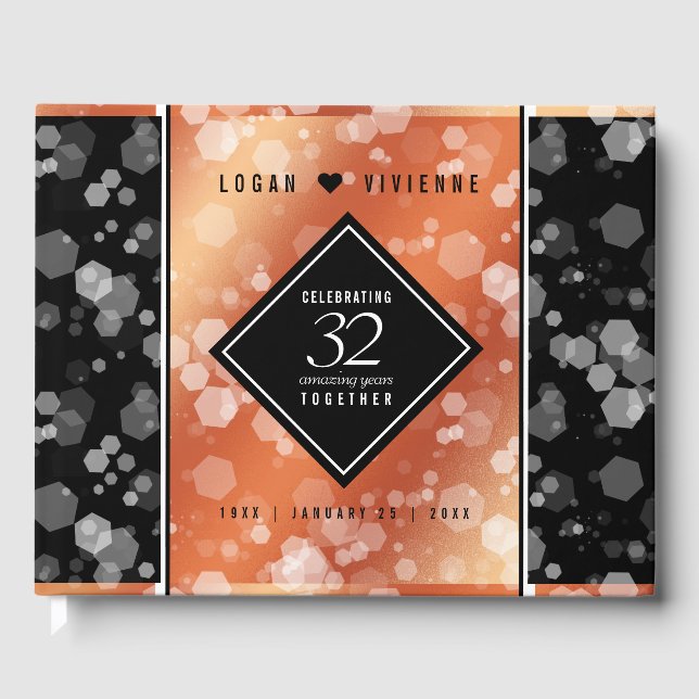 Libro De Visitas Elegante 32° Aniversario del Boda de Bronce (Anverso)