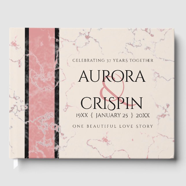 Libro De Visitas Elegante 37° Aniversario del Boda de Alabastro (Anverso)
