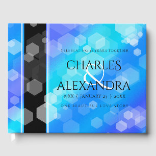 Libro De Visitas Elegante 41° Aniversario del Boda de Topaz Azul