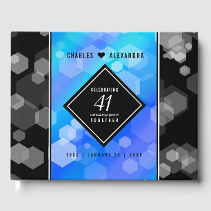 Libro De Visitas Elegante 41° Aniversario del Boda de Topaz Azul