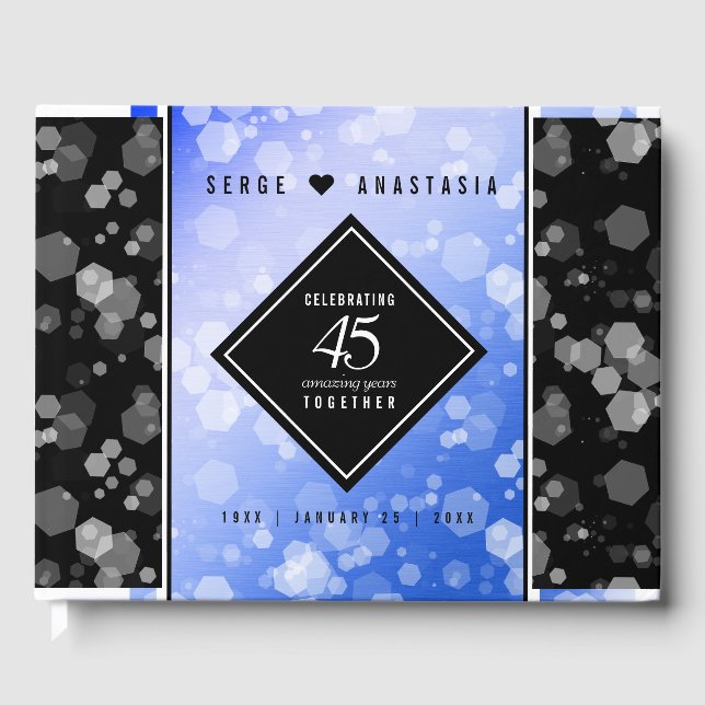 Libro De Visitas Elegante 45° Aniversario del Boda de Sapphire (Anverso)
