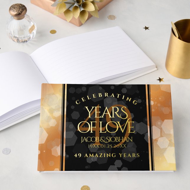 Libro De Visitas Elegante 49° Aniversario del Boda del Cobre (Elegant 49th Copper Wedding Anniversary Foil Guest Book Cover Photo)