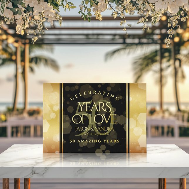 Libro De Visitas Elegante 50° Aniversario del Boda de Oro (Elegant 50th Golden Wedding Anniversary 9"x6" Foil Guestbook Cover Photo)
