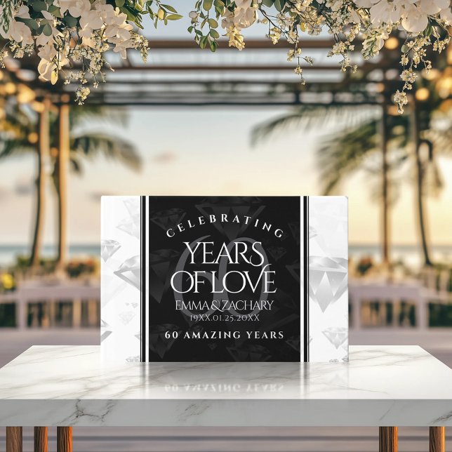 Libro De Visitas Elegante 60° Aniversario del Boda del Diamante (60th Diamond Wedding Anniversary 9x6-inch Foil Guest Book Cover Photo.)