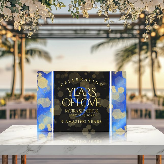 Libro De Visitas Elegante 9° Aniversario del Boda Lapis Lazuli (Elegant 9th Lapis Lazuli Wedding Anniversary Foil Guest Book Cover Photo)