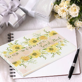 Libro De Visitas Elegante acuarela amarillo girasol Boda floral