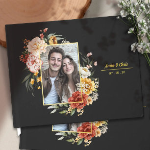 Libro De Visitas Elegante acuarela Boda floral foto oro
