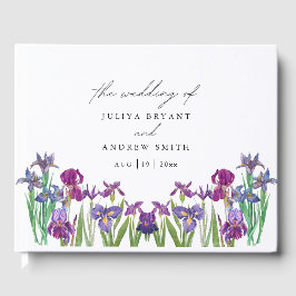 Libro De Visitas Elegante acuarela Iris floral boda