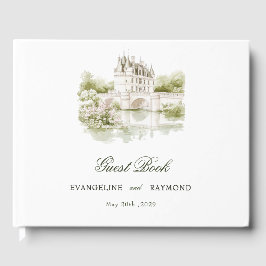 Libro De Visitas Elegante acuarela Manor Garden Wedding