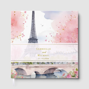 Libro De Visitas Elegante Acuarela Romántico París Francia Boda