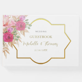 Libro De Visitas Elegante acuarela rosa Arreglo floral