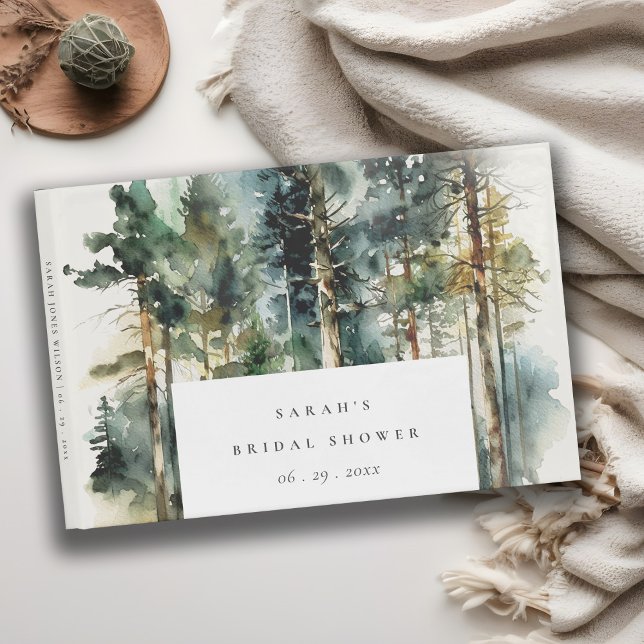 Libro De Visitas Elegante acuarela Woodland Forest Bridal Shower (Subido por el creador)