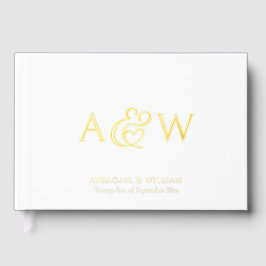 Libro De Visitas Elegante Ampersand Monograma Boda Blanca