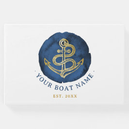 Libro De Visitas Elegante Ancla de color de agua Nautical Name Navy