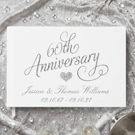Libro De Visitas Elegante Aniversario de Bodas de Diamante de 60 añ