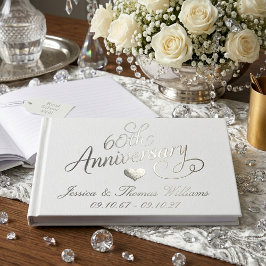 Libro De Visitas Elegante Aniversario de Bodas de Diamante número 6
