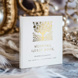 Libro De Visitas Elegante árbol de oro del Boda del amor