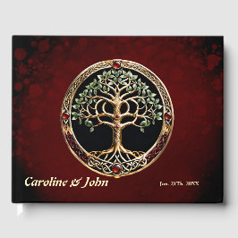 Libro De Visitas Elegante árbol noble de la vida con nudo celta.