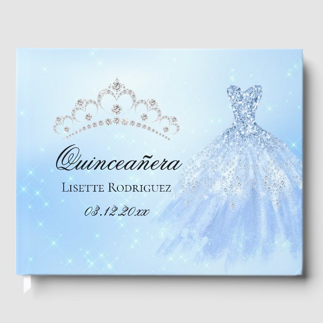 Libro De Visitas Elegante Baby Blue Quinceanera (Anverso)