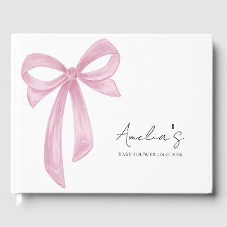 Libro De Visitas Elegante Baby Shower Bow Rosa