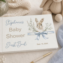 Elegante Baby Shower de Conejo con Acuarela