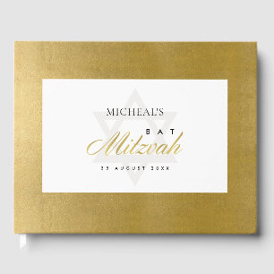 LIBRO DE VISITAS ELEGANTE BARRA DE ORO DE FAUX LIMPIA MITZVAH