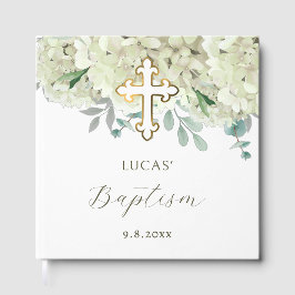 Libro De Visitas Elegante bautismo de hidrangea blanca