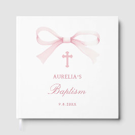 Libro De Visitas Elegante Bautizo de Acuarela Rosa Arco
