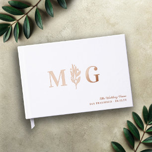 Libro De Visitas Elegante Berry Twig 2 Primer Boda Monograma