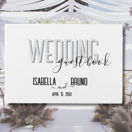 Libro De Visitas Elegante Bienvenida de Boda en Negro y Blanco