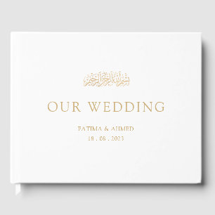 Libro De Visitas Elegante blanco nuestro Boda musulmán mínimo islám