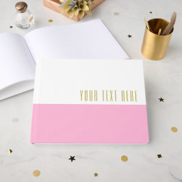 Libro De Visitas Elegante Bloque de Color Rosa Blanco Formal con tu