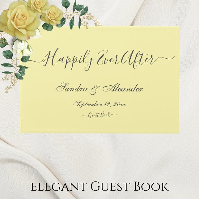 Libro De Visitas Elegante Boda amarillo pálido con mantequilla mini (Subido por el creador)