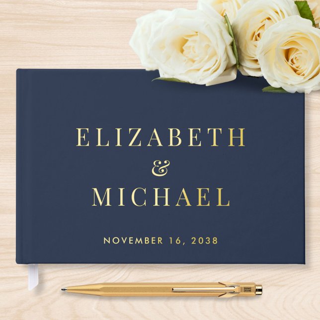 Libro De Visitas Elegante Boda azul monograma (Subido por el creador)