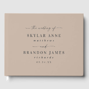 Libro De Visitas Elegante Boda beige de color de color sólido